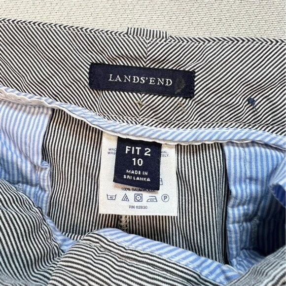 Lands End Womens Fit 2 Casual Y2K Crop Pants Size 10 Navy Striped Straight Leg - Picture 2 of 10